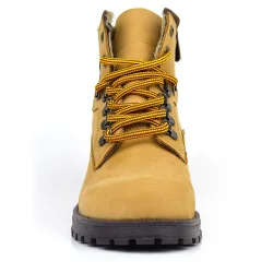 Rakerplus Hakiki Deri Sarı Kahve Bağcıklı Fermuarlı Çocuk Bot