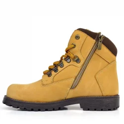 Rakerplus Hakiki Deri Sarı Kahve Bağcıklı Fermuarlı Çocuk Bot