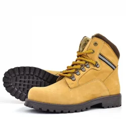 Rakerplus Hakiki Deri Sarı Kahve Bağcıklı Fermuarlı Çocuk Bot