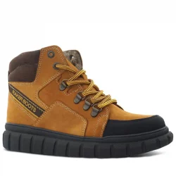 Rakerplus Hakiki Deri Sarı Kahverengi Fermuarlı Erkek Çocuk Bot