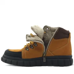 Rakerplus Hakiki Deri Sarı Kahverengi Fermuarlı Erkek Çocuk Bot