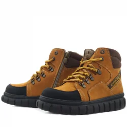 Rakerplus Hakiki Deri Sarı Kahverengi Fermuarlı Erkek Çocuk Bot