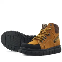 Rakerplus Hakiki Deri Sarı Kahverengi Fermuarlı Erkek Çocuk Bot