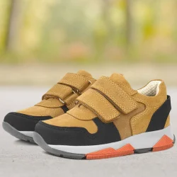 Rakerplus Hakiki Deri Sarı Siyah Çocuk Sneakers Spor Ayakkabı