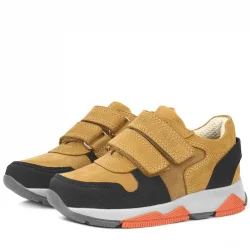 Rakerplus Hakiki Deri Sarı Siyah Çocuk Sneakers Spor Ayakkabı