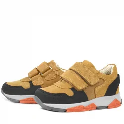 Rakerplus Hakiki Deri Sarı Siyah Çocuk Sneakers Spor Ayakkabı