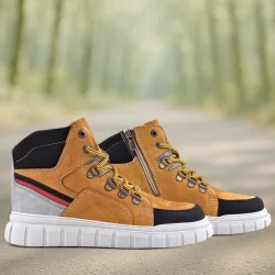 Rakerplus Hakiki Deri Sarı Siyah Fermuarlı Erkek Çocuk Bot