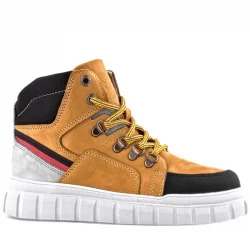 Rakerplus Hakiki Deri Sarı Siyah Fermuarlı Erkek Çocuk Bot