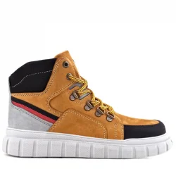 Rakerplus Hakiki Deri Sarı Siyah Fermuarlı Erkek Çocuk Bot