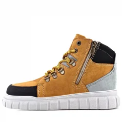 Rakerplus Hakiki Deri Sarı Siyah Fermuarlı Erkek Çocuk Bot