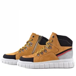 Rakerplus Hakiki Deri Sarı Siyah Fermuarlı Erkek Çocuk Bot