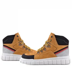 Rakerplus Hakiki Deri Sarı Siyah Fermuarlı Erkek Çocuk Bot