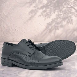 Rakerplus Hakiki Deri Siyah Bağcıklı Çocuk Oxford Klasik Ayakkabı