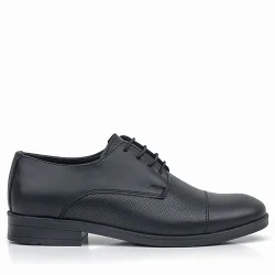 Rakerplus Hakiki Deri Siyah Bağcıklı Çocuk Oxford Klasik Ayakkabı