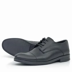 Rakerplus Hakiki Deri Siyah Bağcıklı Çocuk Oxford Klasik Ayakkabı