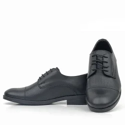 Rakerplus Hakiki Deri Siyah Bağcıklı Çocuk Oxford Klasik Ayakkabı