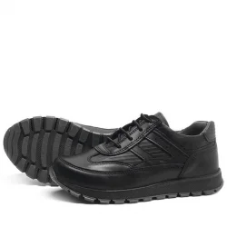 Rakerplus Hakiki Deri Siyah Bağcıklı Erkek Çocuk Spor Okul Ayakkabı