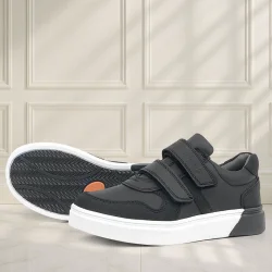 Rakerplus Hakiki Deri Siyah Beyaz Cırtlı Erkek Çocuk Sneaker