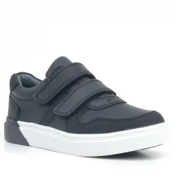 Rakerplus Hakiki Deri Siyah Beyaz Cırtlı Erkek Çocuk Sneaker