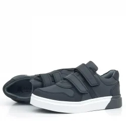 Rakerplus Hakiki Deri Siyah Beyaz Cırtlı Erkek Çocuk Sneaker