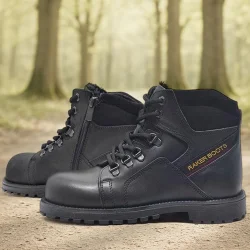 Rakerplus Hakiki Deri Siyah Cilt Fermuarlı Kürklü Çocuk Bot