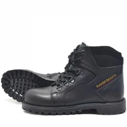 Rakerplus Hakiki Deri Siyah Cilt Fermuarlı Kürklü Çocuk Bot