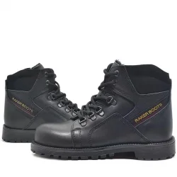 Rakerplus Hakiki Deri Siyah Cilt Fermuarlı Kürklü Çocuk Bot