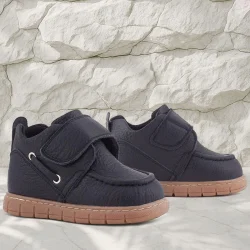 Rakerplus Hakiki Deri Siyah Cırt Cırtlı Bebek Bot