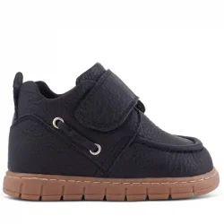 Rakerplus Hakiki Deri Siyah Cırt Cırtlı Bebek Bot