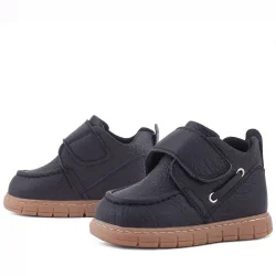 Rakerplus Hakiki Deri Siyah Cırt Cırtlı Bebek Bot