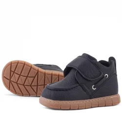 Rakerplus Hakiki Deri Siyah Cırt Cırtlı Bebek Bot