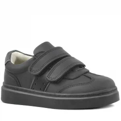 Rakerplus Hakiki Deri Siyah Cırtlı Çocuk Spor Ayakkabı Sneaker