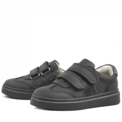 Rakerplus Hakiki Deri Siyah Cırtlı Çocuk Spor Ayakkabı Sneaker