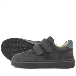 Rakerplus Hakiki Deri Siyah Cırtlı Çocuk Spor Ayakkabı Sneaker