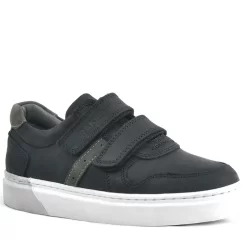 Rakerplus Hakiki Deri Siyah Cırtlı Erkek Çocuk Sneaker