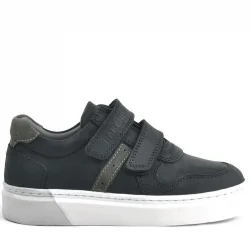 Rakerplus Hakiki Deri Siyah Cırtlı Erkek Çocuk Sneaker