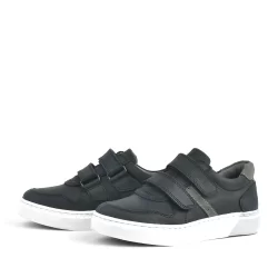 Rakerplus Hakiki Deri Siyah Cırtlı Erkek Çocuk Sneaker