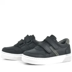 Rakerplus Hakiki Deri Siyah Cırtlı Erkek Çocuk Sneaker