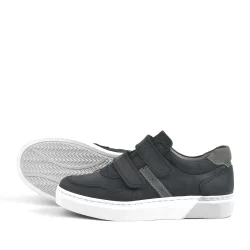 Rakerplus Hakiki Deri Siyah Cırtlı Erkek Çocuk Sneaker