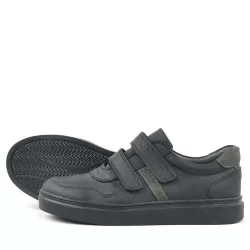 Rakerplus Hakiki Deri Siyah Cırtlı Erkek Çocuk Sneaker