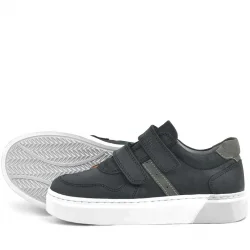 Rakerplus Hakiki Deri Siyah Cırtlı Erkek Çocuk Sneaker