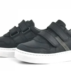 Rakerplus Hakiki Deri Siyah Cırtlı Erkek Çocuk Sneaker