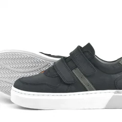 Rakerplus Hakiki Deri Siyah Cırtlı Erkek Çocuk Sneaker