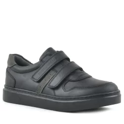 Rakerplus Hakiki Deri Siyah Cırtlı Erkek Çocuk Sneaker Ayakkabı