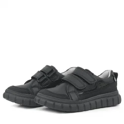 Rakerplus Hakiki Deri Siyah Cırtlı Günlük Spor Çocuk Okul Ayakkabı