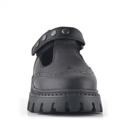 Rakerplus Hakiki Deri Siyah Cırtlı Metal Detaylı Kız Çocuk Günlük Ayakkabı