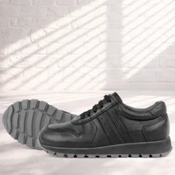 Rakerplus Hakiki Deri Siyah Çocuk Spor Ayakkabı