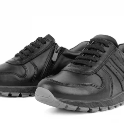 Rakerplus Hakiki Deri Siyah Çocuk Spor Ayakkabı