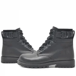 Rakerplus Hakiki Deri Siyah Fermuarlı Bağcıklı Kürklü Bot