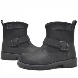 Rakerplus Hakiki Deri Siyah Fermuarlı Çocuk Bot Çizme